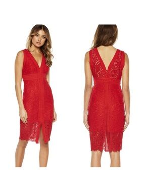 Bardot Morgan Sleeveless Lace Dress Lipstick Red Size 4/Size XS